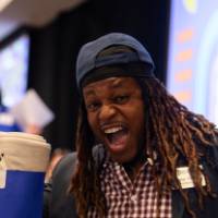 person celebrating prize